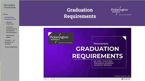Link to active Graduation Requirements